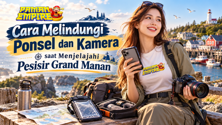 Cara melindungi ponsel dan kamera saat menjelajahi pesisir Grand Manan dengan perlengkapan pelindung, tas kamera, dan perangkat tahan air.